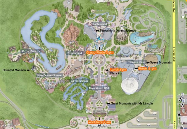 Disneyland Map Agenda